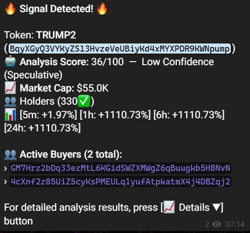 TRUMP2 — the Shoal signal as it was sent